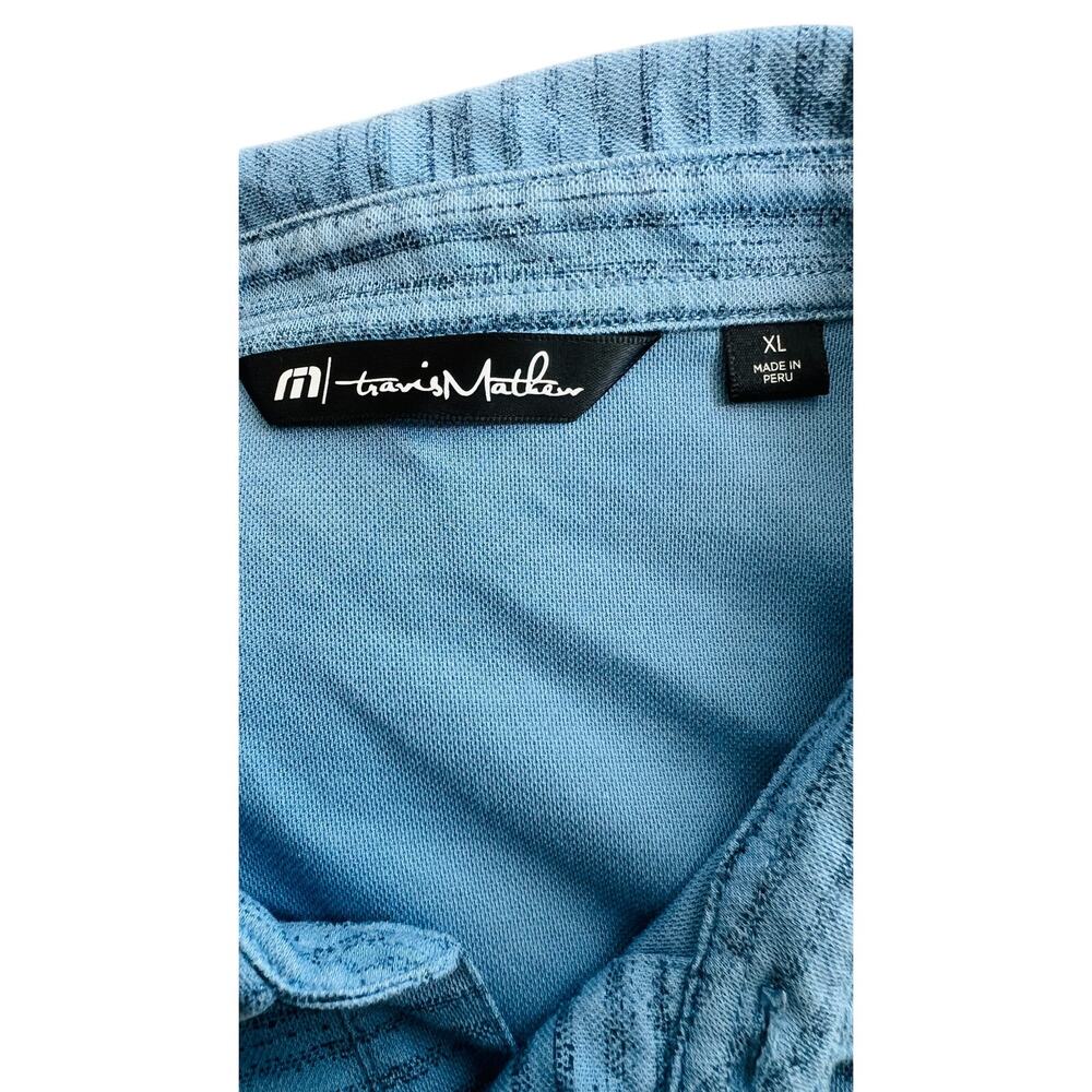 Travis Mathew Blue Striped Polo Shirt XL Golf Preppy Y2K 90s Streetwear Vintage - Picture 4 of 5